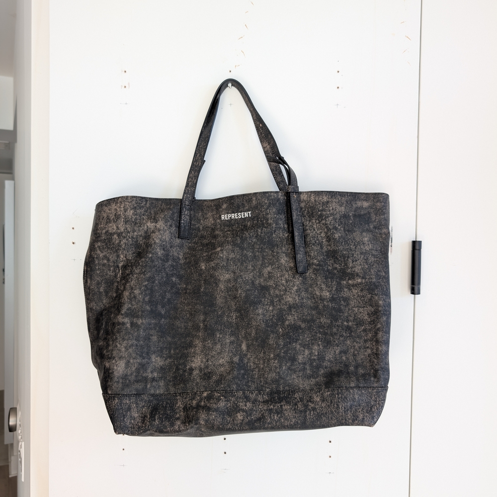 Represent Distressed Black Tote Bag